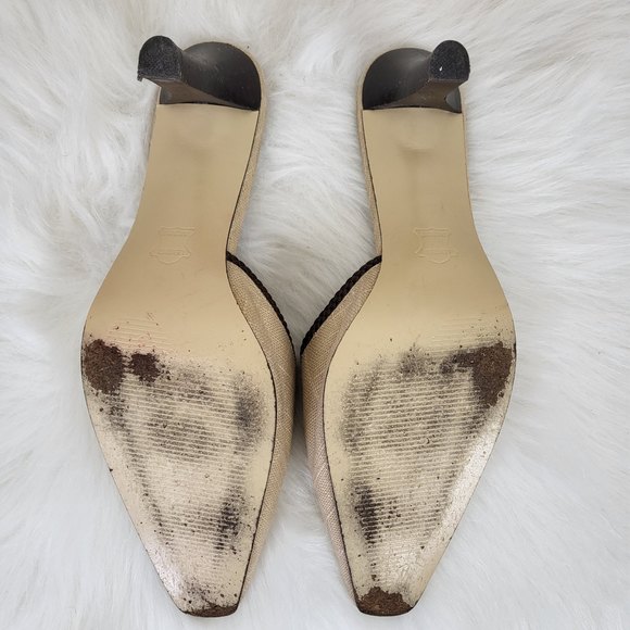 Victoria Spencer tan kitten heel mules size 7.5 - Picture 6 of 7
